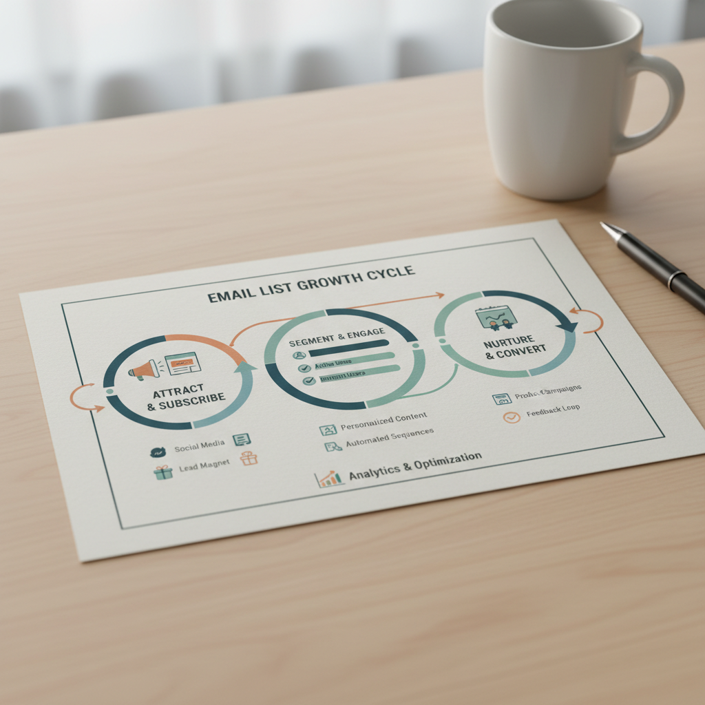 A detailed infographic depicting email list management strategies