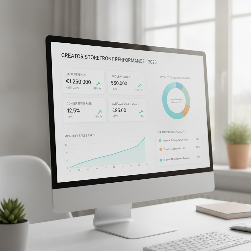 A detailed view of an analytics dashboard showing key performance metrics for an online storefront.