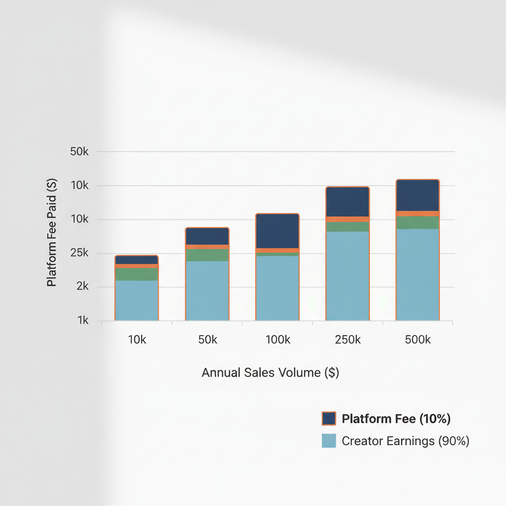 A chart showing the fee breakdown for different sales volumes