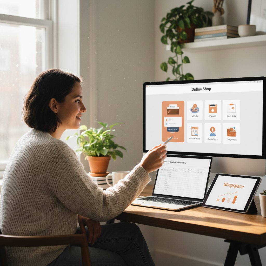 a creator using shopspace at their desk